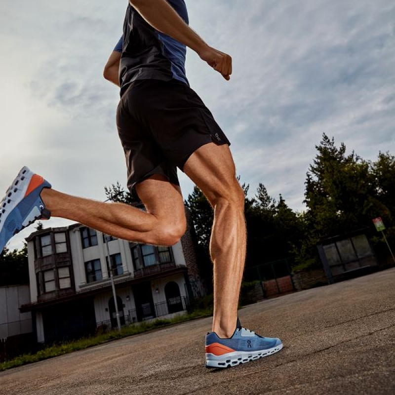 Blue / Orange Men's On Running Cloudstratus 2 Road Running Shoes | 6435798_PH