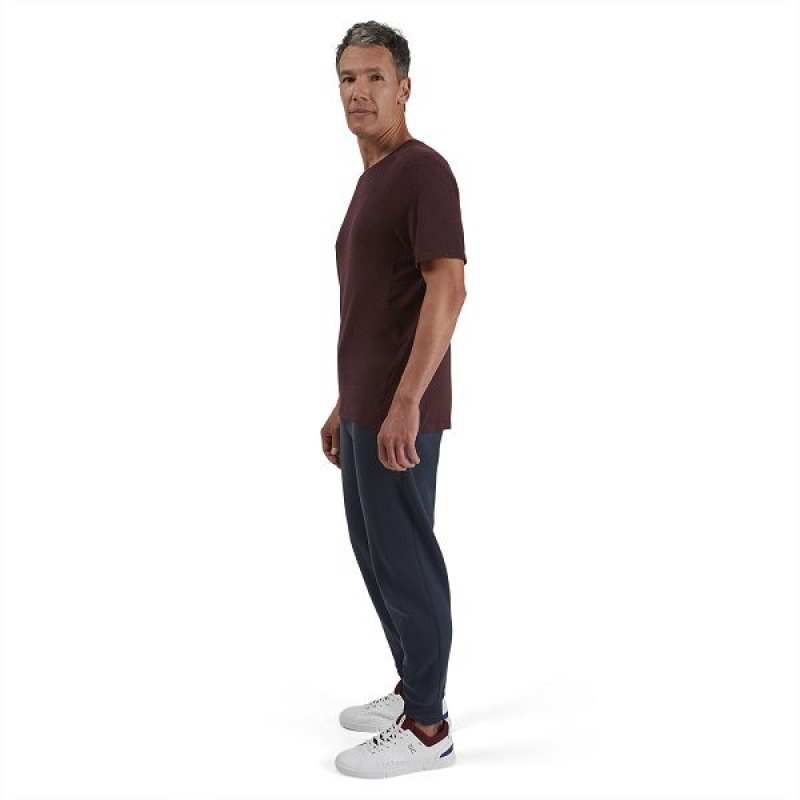 Burgundy Men's On Running Active-T T Shirts | 193685_PH