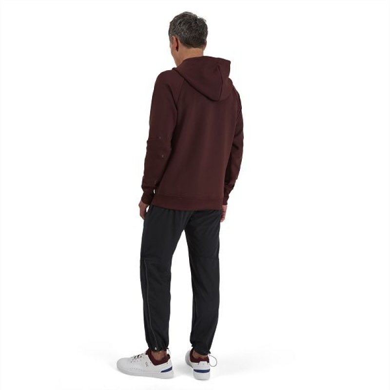 Burgundy Men's On Running Hoodie 2 Hoodies | 5603497_PH