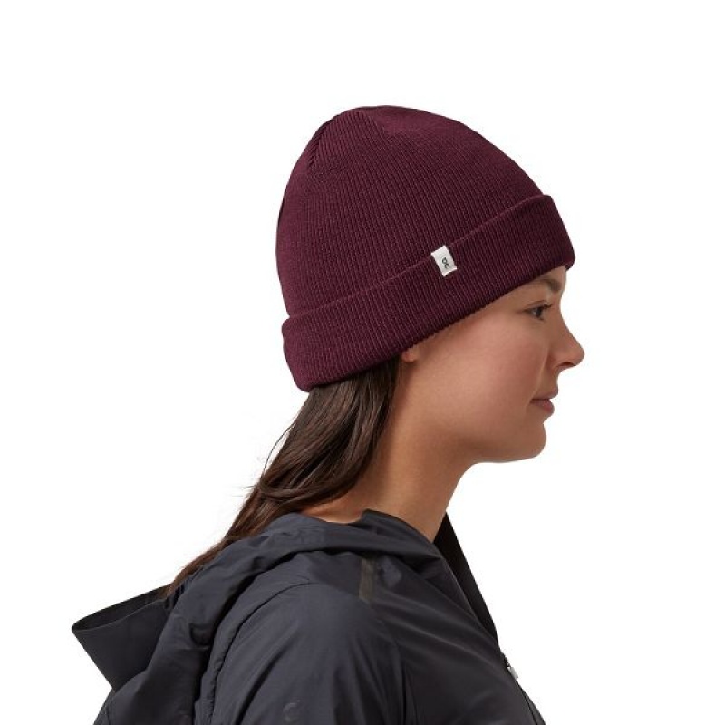 Burgundy Men's On Running Merino Beanie | 5043167_PH