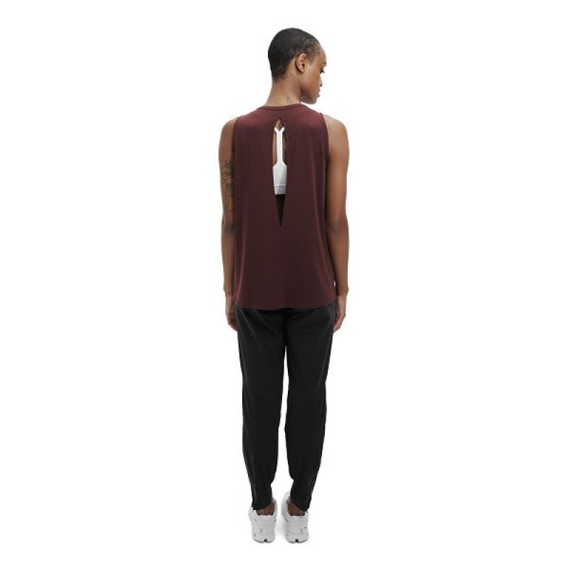 Burgundy Women's On Running Active Tanks | 6984731_PH