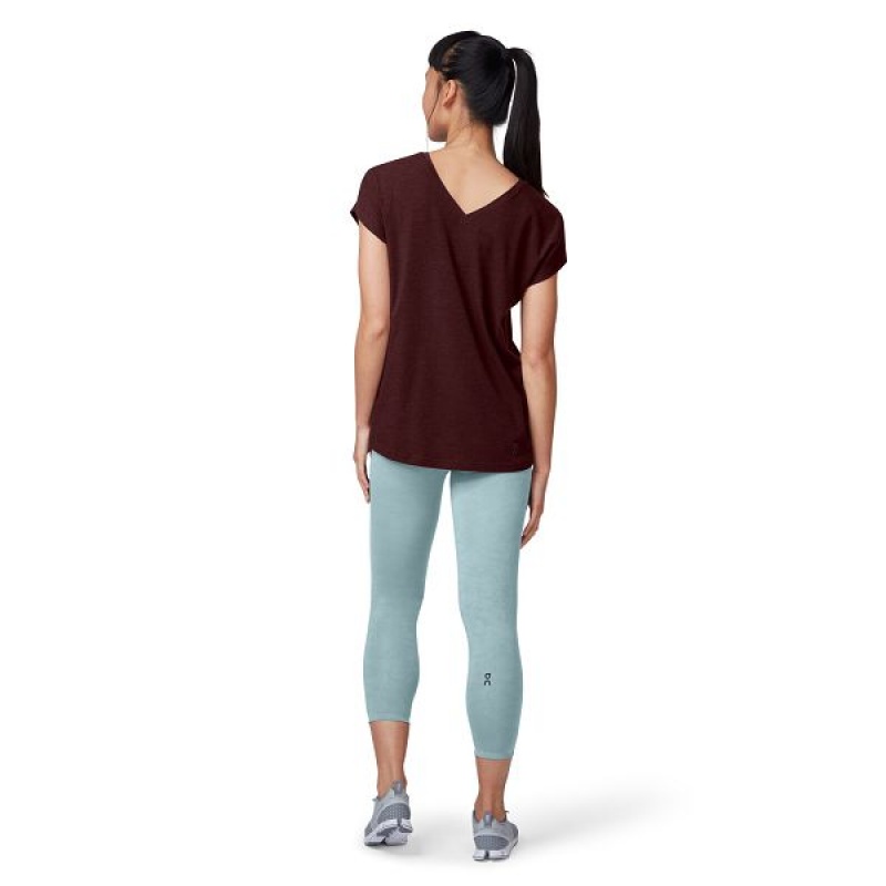 Burgundy Women's On Running Comfort-T 2 T Shirts | 5867390_PH