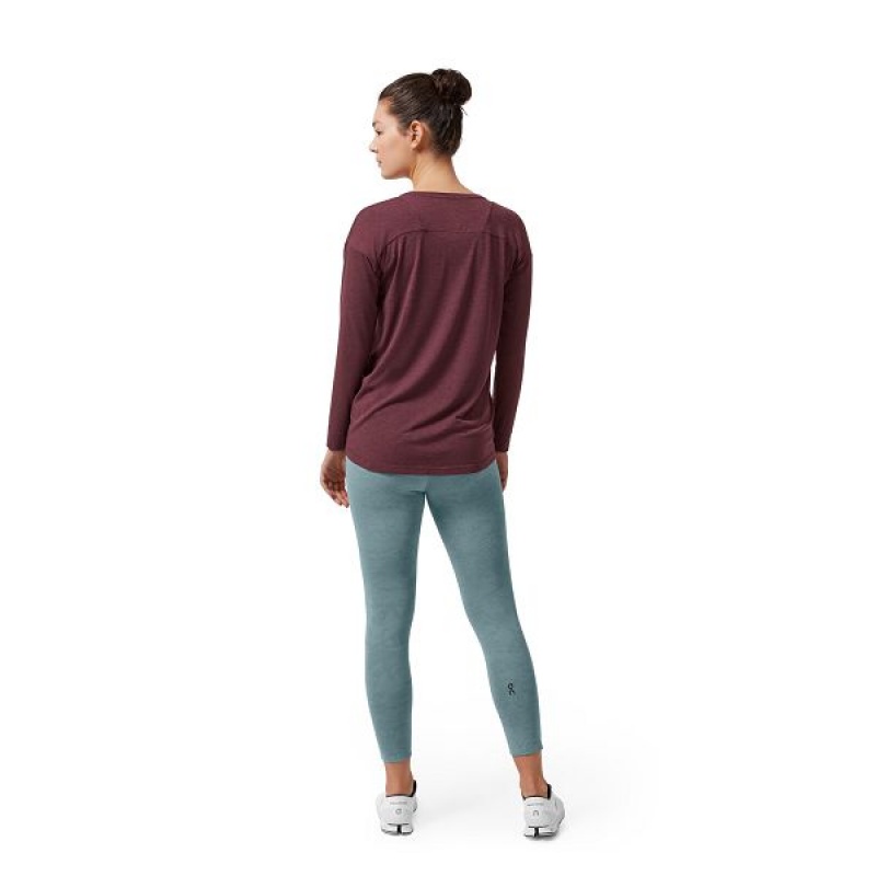 Burgundy Women's On Running Comfort Long-T T Shirts | 8362701_PH