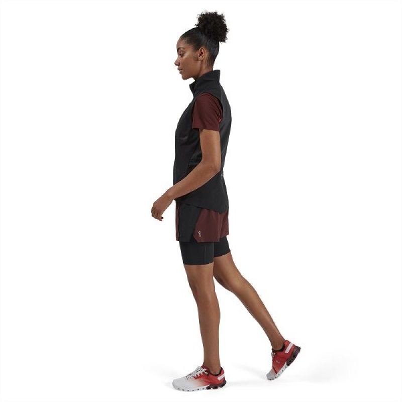 Burgundy / Black Women's On Running Active Shorts | 524613_PH