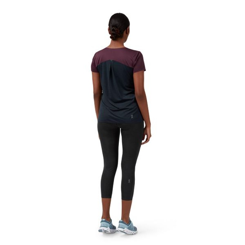 Burgundy / Black Women's On Running Performance-T 4 T Shirts | 3978462_PH