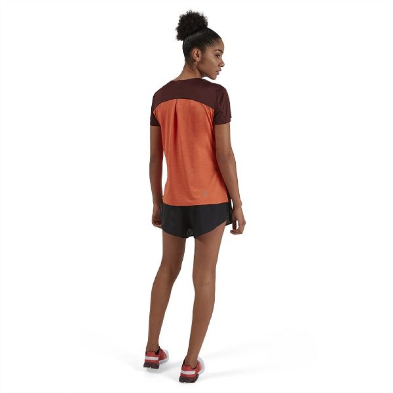 Burgundy / Brown Women's On Running Performance-T 2 T Shirts | 3874652_PH