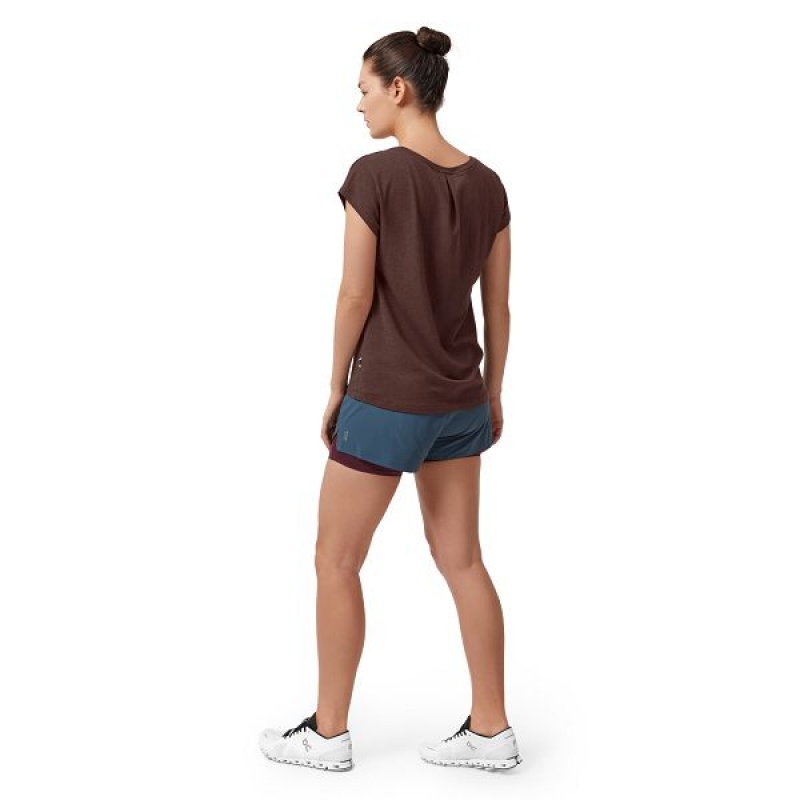 Chocolate Women's On Running On-T 1 T Shirts | 7291534_PH