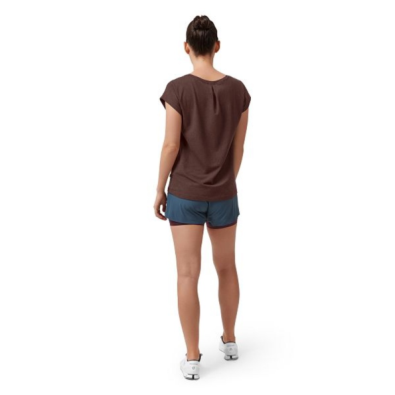 Chocolate Women's On Running On-T 1 T Shirts | 7291534_PH