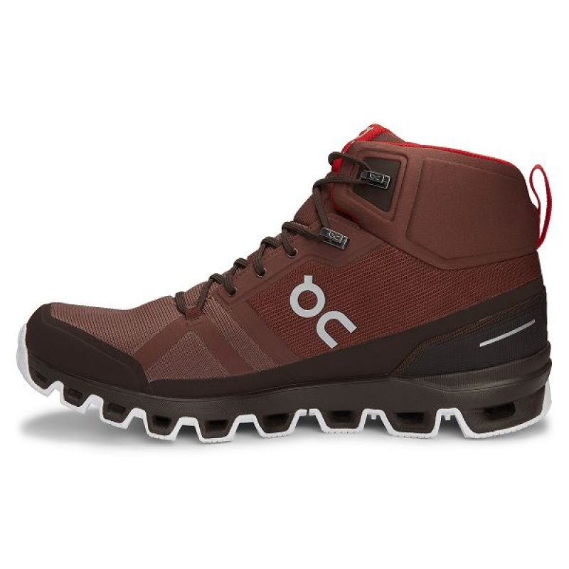 Chocolate / Red Men's On Running Cloudrock Waterproof Hiking Boots | 4057963_PH