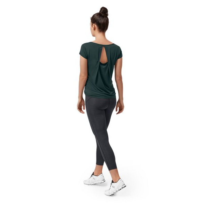 Dark Green Women's On Running Active-T Breathe T Shirts | 5870693_PH