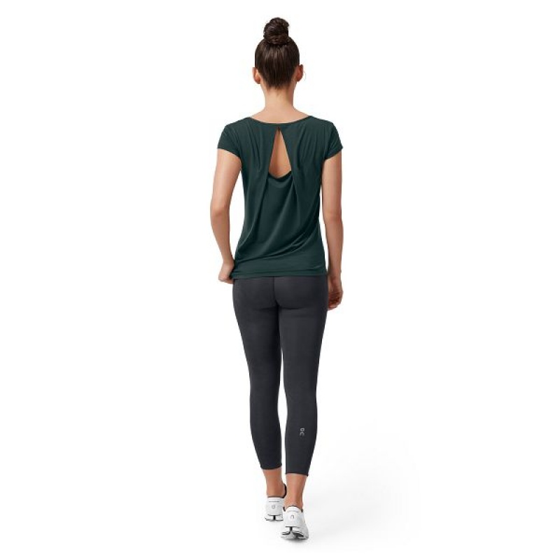 Dark Green Women's On Running Active-T Breathe T Shirts | 5870693_PH