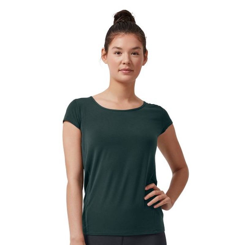 Dark Green Women\'s On Running Active-T Breathe T Shirts | 5870693_PH