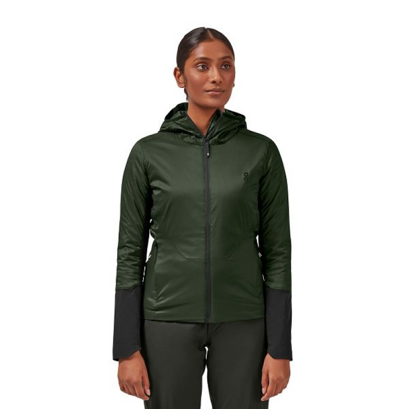 Dark Green / Black Women\'s On Running Insulator Jackets | 2913658_PH