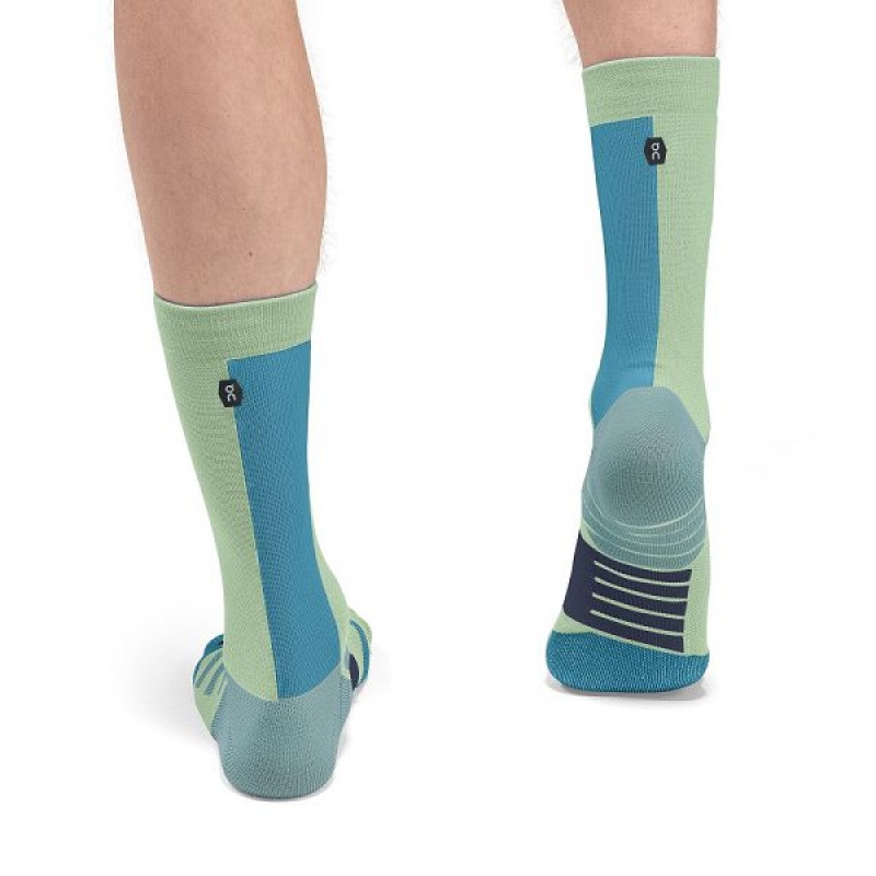 Green Men's On Running Performance High Socks | 5021678_PH