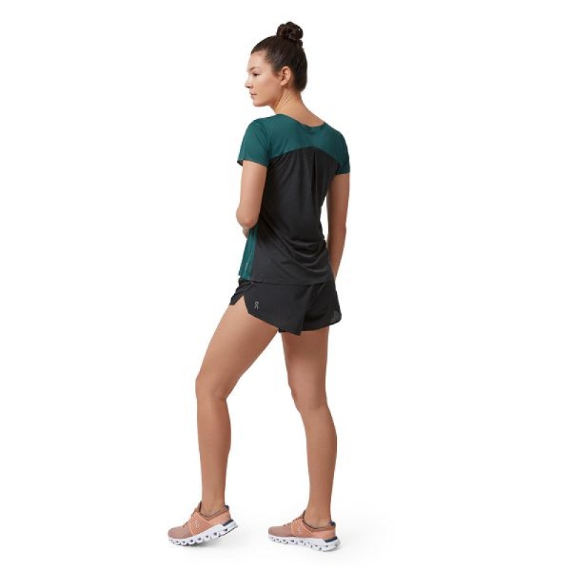 Green / Black Women's On Running Performance-T 4 T Shirts | 9062438_PH