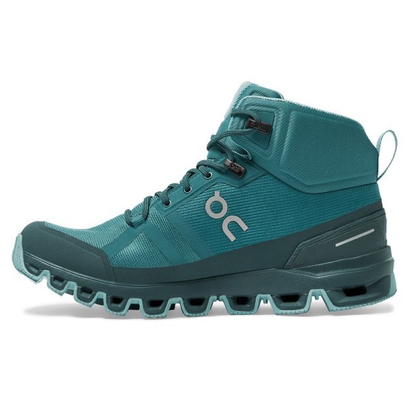 Green / Olive Women's On Running Cloudrock Waterproof Hiking Boots | 7089421_PH