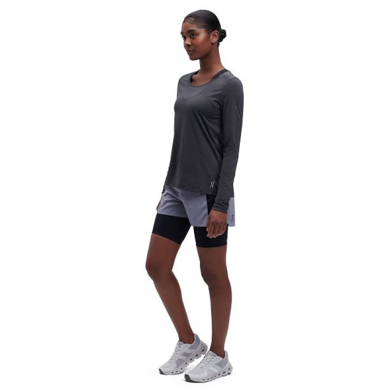 Grey / Black Women's On Running Active Shorts | 376241_PH