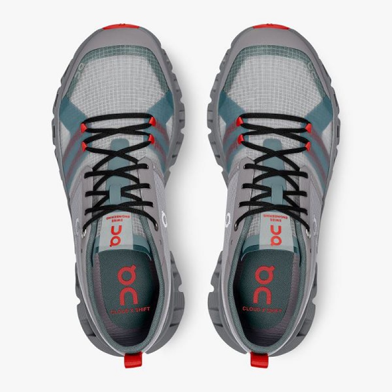 Grey / Red Women's On Running Cloud X Shift Sneakers | 2896750_PH