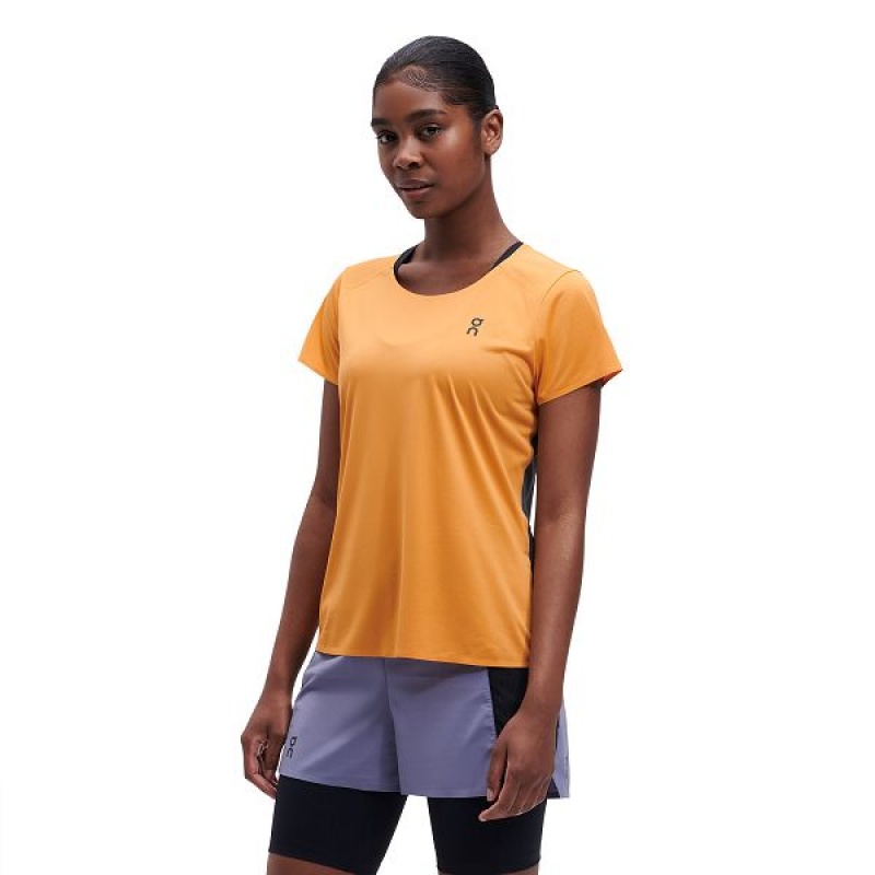 Mango / Black Women\'s On Running Performance-T 2 T Shirts | 8659412_PH