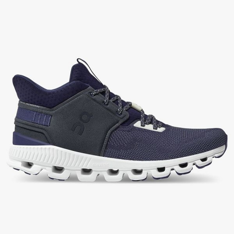 Navy Men\'s On Running Cloud Hi Edge Sneakers | 7031642_PH