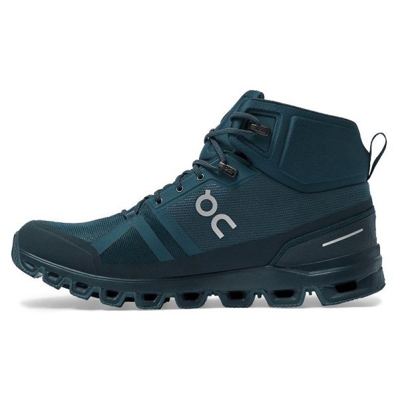 Navy Men's On Running Cloudrock Waterproof Hiking Boots | 7206918_PH