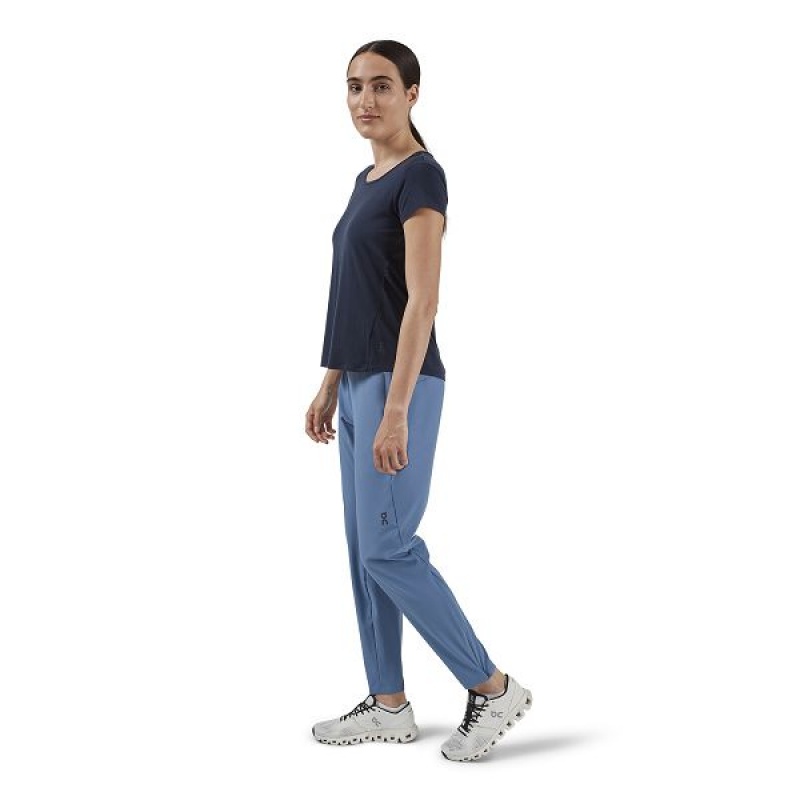 Navy Women's On Running Active-T Breathe T Shirts | 1285469_PH