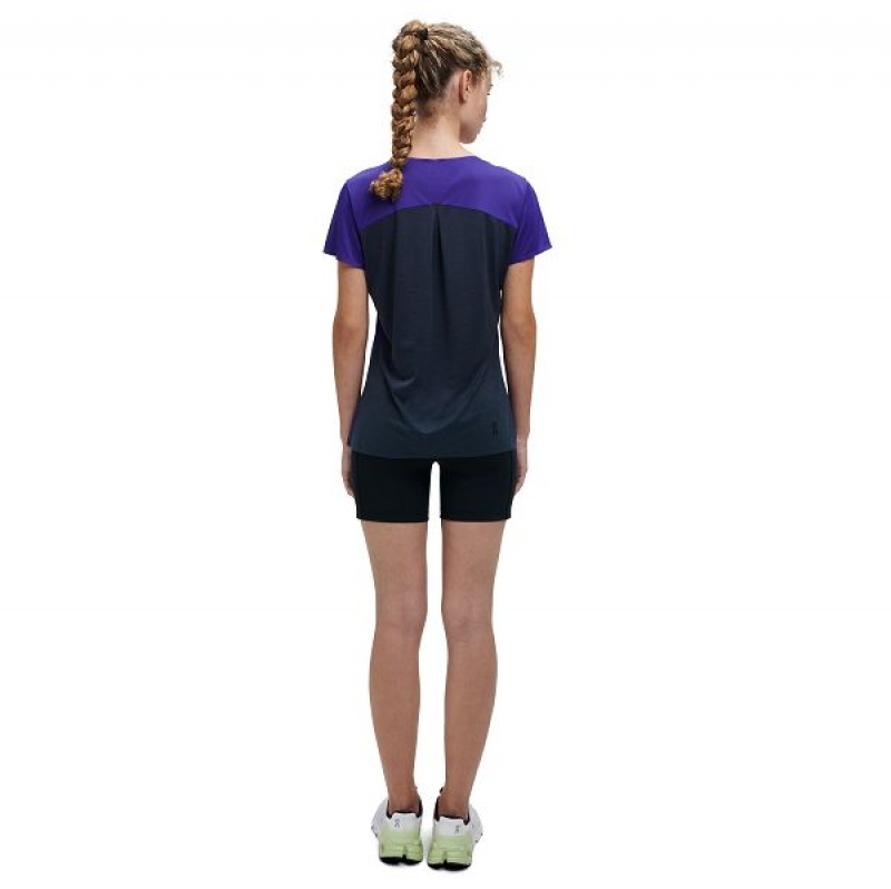 Navy Women's On Running Performance-T 2 T Shirts | 3752961_PH