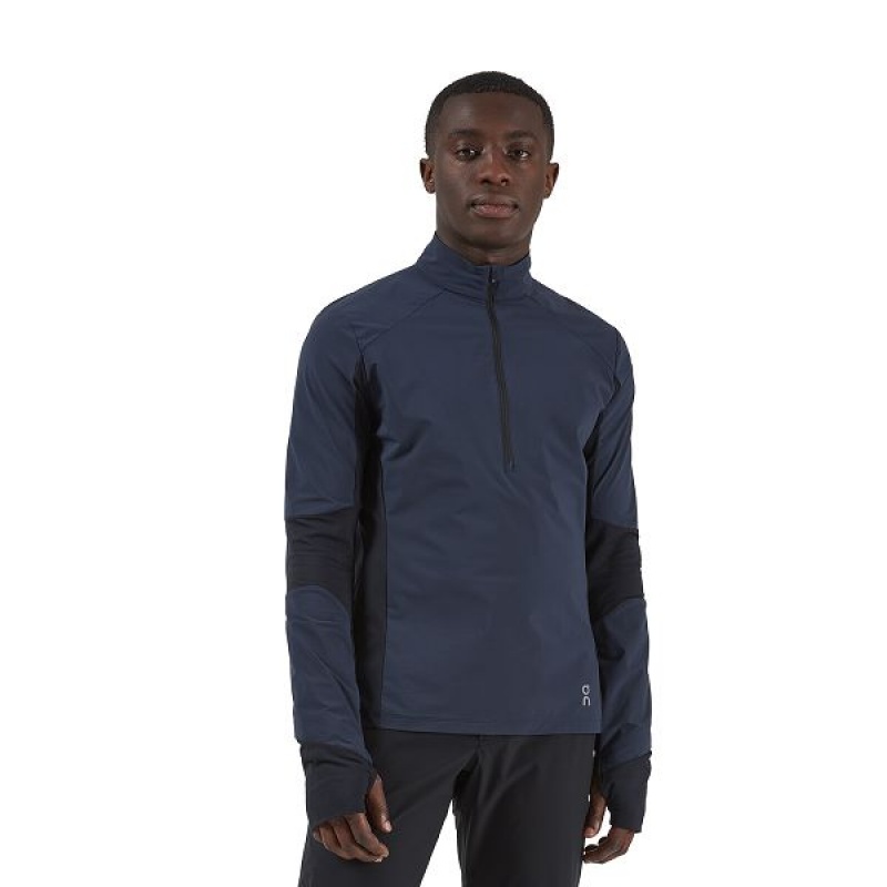 Navy / Black Men\'s On Running Trail Breaker Jackets | 7359241_PH