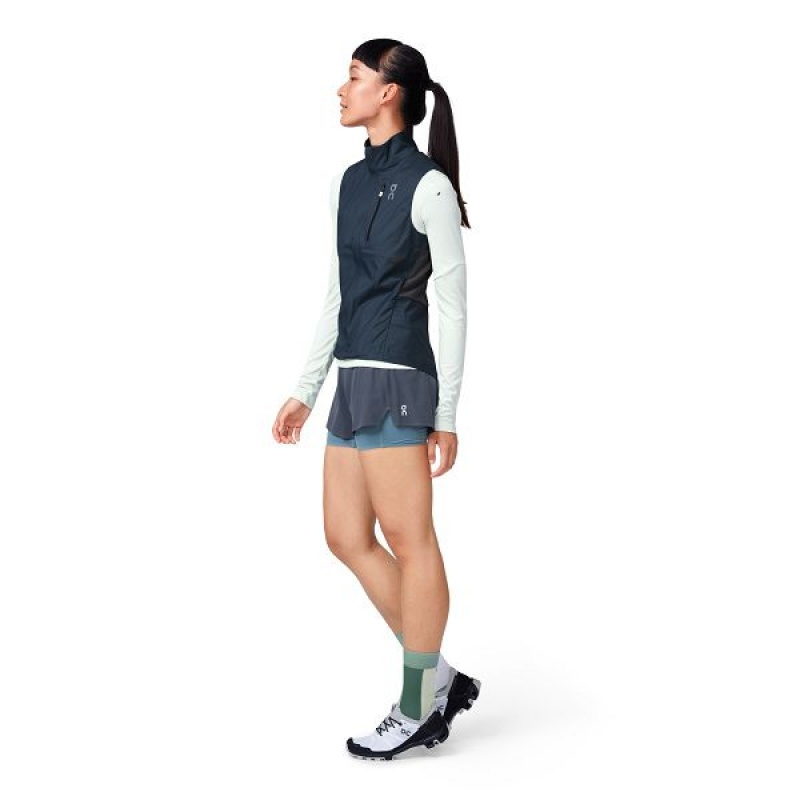 Navy / Grey Women's On Running Weather Vest | 9108653_PH