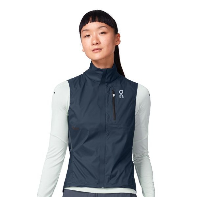 Navy / Grey Women\'s On Running Weather Vest | 9108653_PH