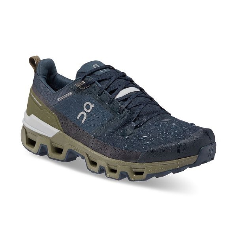 Navy / Olive Men's On Running Cloudwander Waterproof Hiking Shoes | 6370248_PH