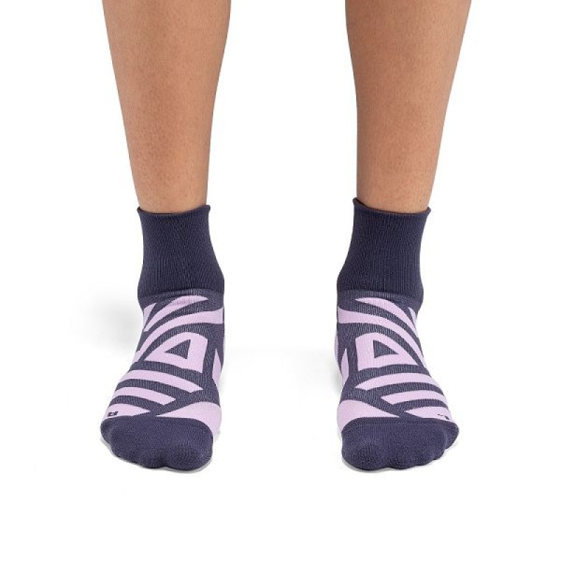 Navy / Pink Women's On Running Performance Mid Socks | 8314792_PH