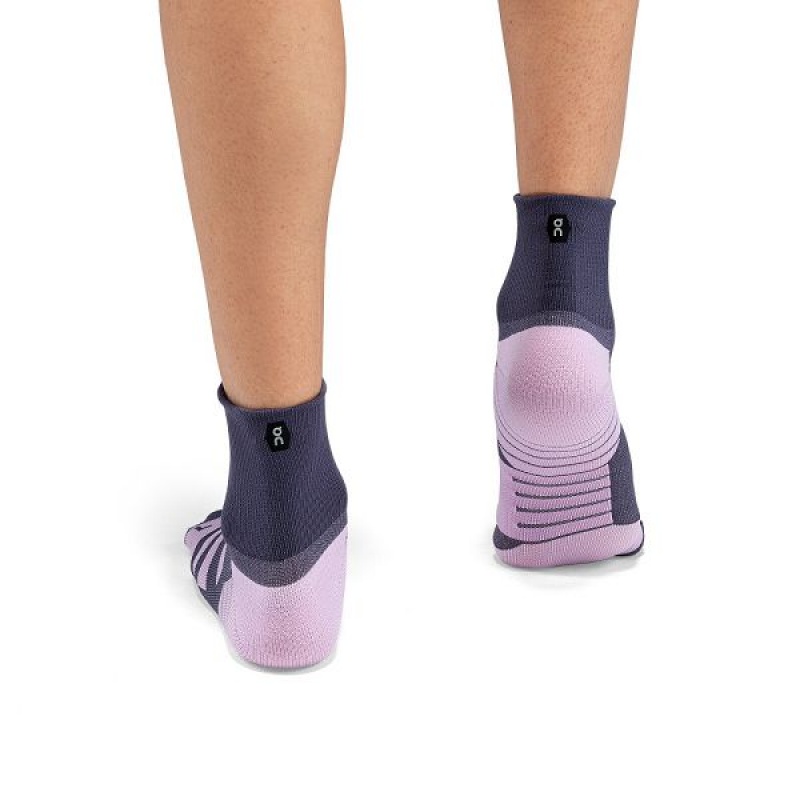 Navy / Pink Women's On Running Performance Mid Socks | 8314792_PH