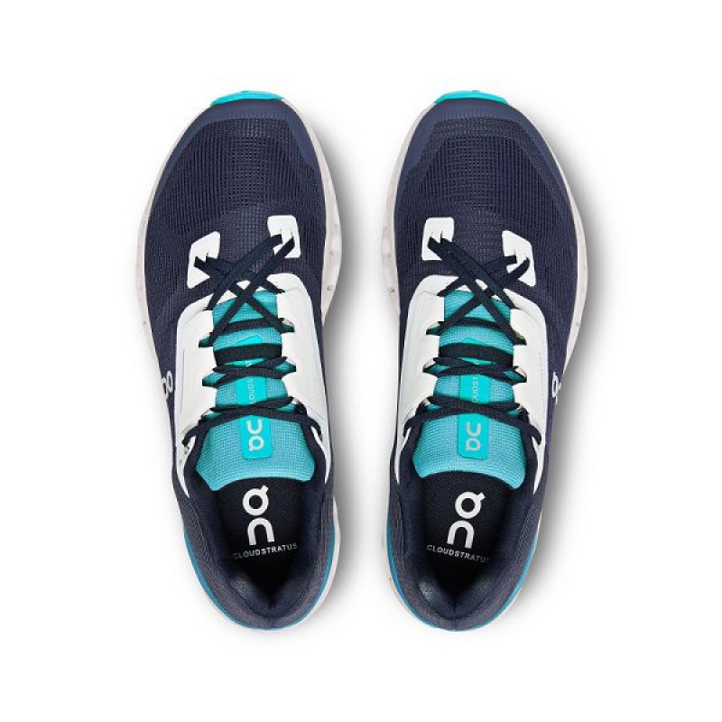 Navy / blue Men's On Running Cloudstratus Road Running Shoes | 5713689_PH