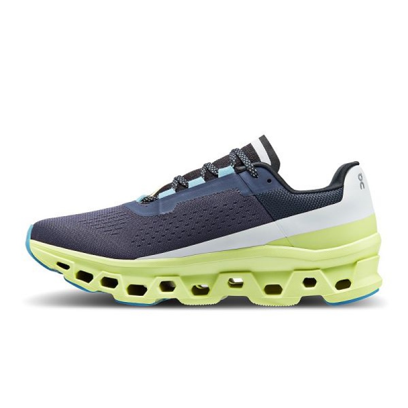 Navy / green Men's On Running Cloudmonster Road Running Shoes | 5823471_PH