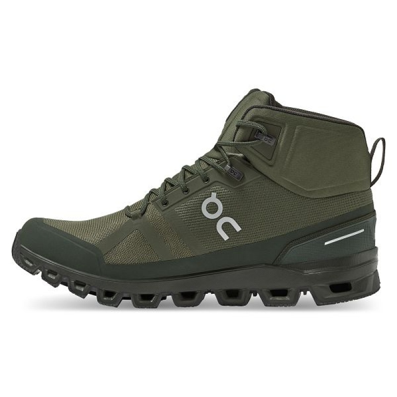 Olive Men's On Running Cloudrock Waterproof Hiking Boots | 4865701_PH