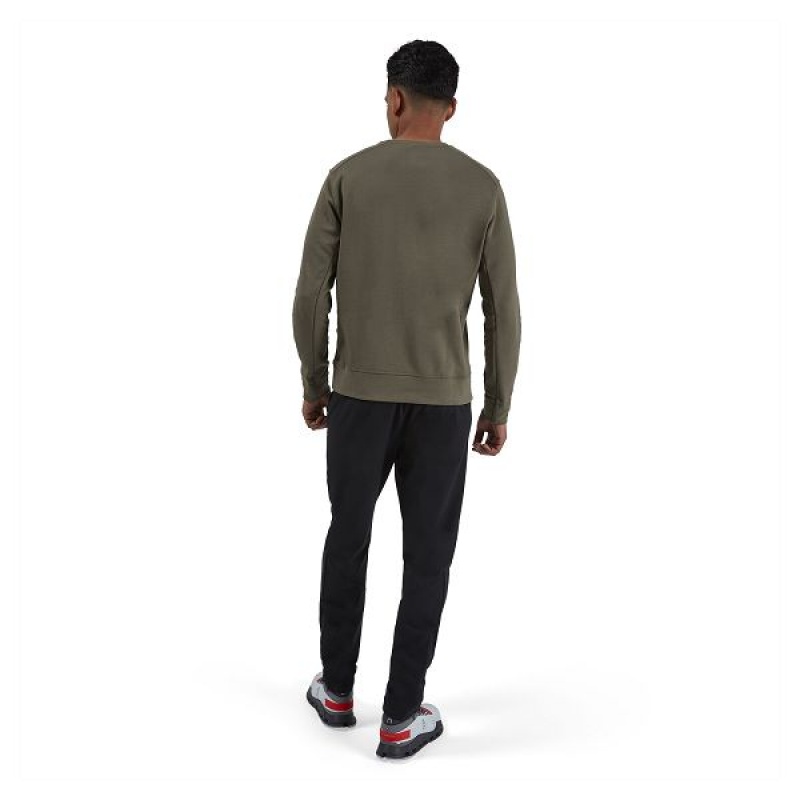 Olive Men's On Running Crew Neck Sweatshirts | 2136790_PH