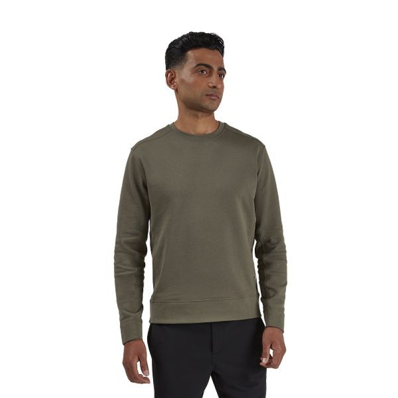 Olive Men\'s On Running Crew Neck Sweatshirts | 2136790_PH