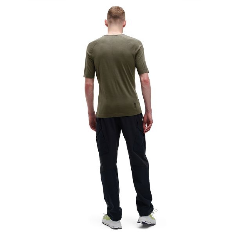 Olive Men's On Running Merino-T T Shirts | 8327651_PH