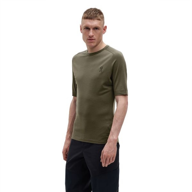 Olive Men\'s On Running Merino-T T Shirts | 8327651_PH