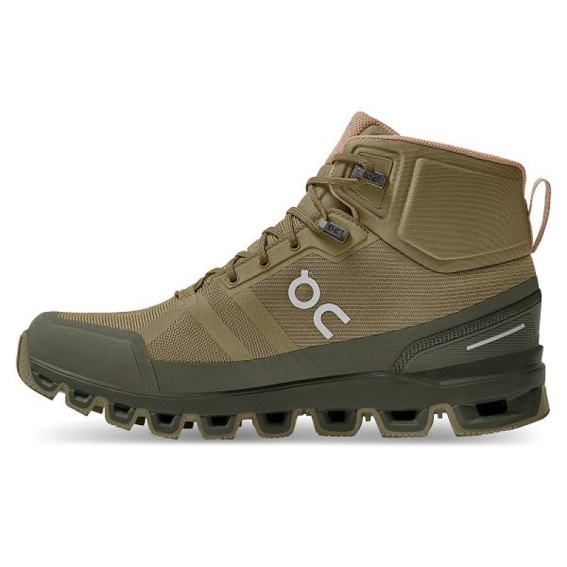 Olive Women's On Running Cloudrock Waterproof Hiking Boots | 7843569_PH