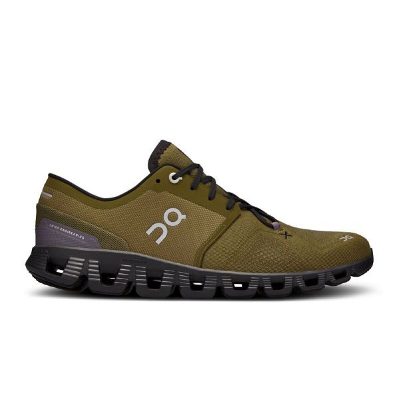 Olive / Black Men\'s On Running Cloud X 3 Road Running Shoes | 7306148_PH