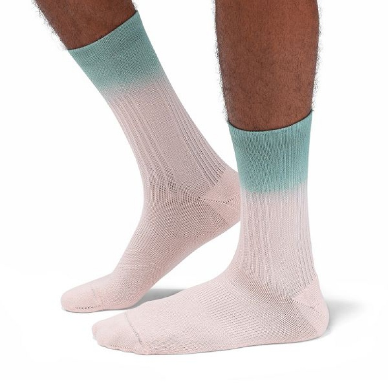 Pink / Green Men\'s On Running All-Day Socks | 6074139_PH