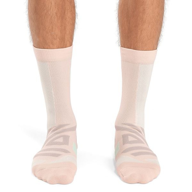 Pink / Green Men's On Running Performance High Socks | 9217360_PH