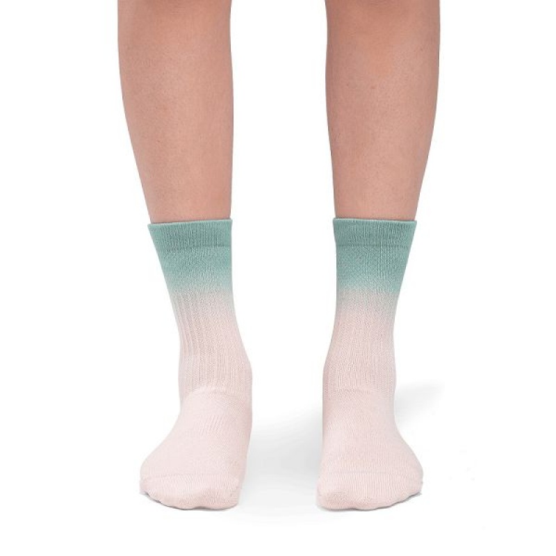 Pink / Green Women's On Running All-Day Socks | 467518_PH