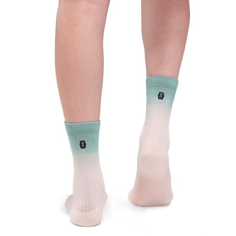 Pink / Green Women's On Running All-Day Socks | 467518_PH