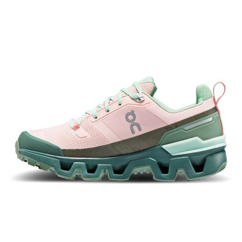 Pink / Green Women's On Running Cloudwander Waterproof Hiking Shoes | 3902876_PH