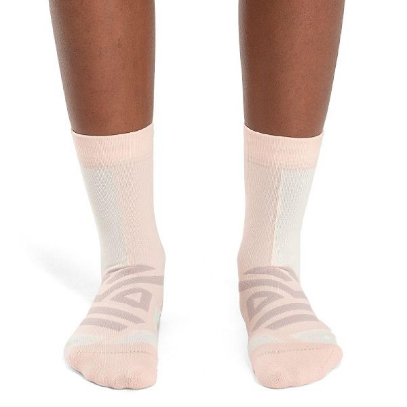 Pink / Green Women's On Running Performance High Socks | 4132978_PH