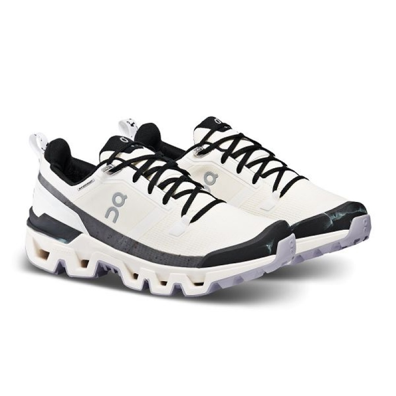 White / Black Women's On Running Cloudwander Waterproof Hiking Shoes | 5708421_PH