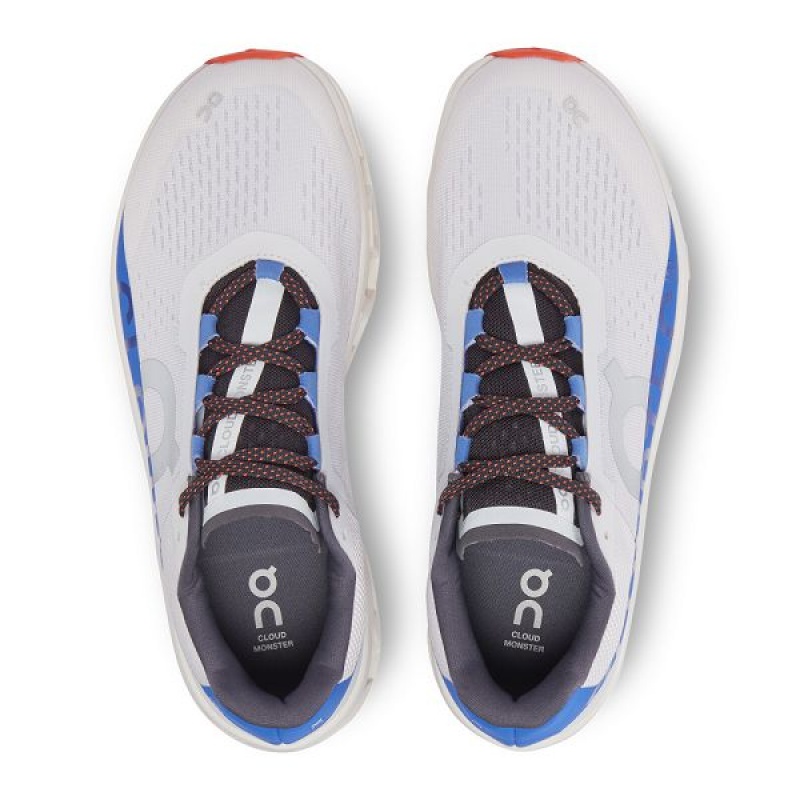 White / Blue Men's On Running Cloudmonster Road Running Shoes | 7658193_PH